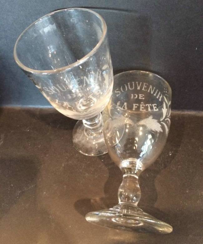 フランス 19世紀 宙吹きグラス Souvenir de la Fete Souvenir Glasses in from The Shop Lewes